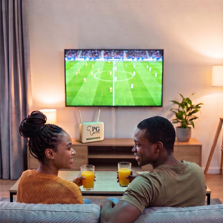 Two friends watching football at home